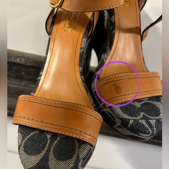 Rare/Htf Coach C logo Denim flower wedge sandals - Picture 4 of 5